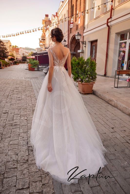 Artemida A-line Illusion Latte Wedding dress