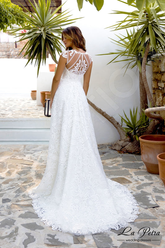 Adalinda A-line Illusion Milk Wedding dress