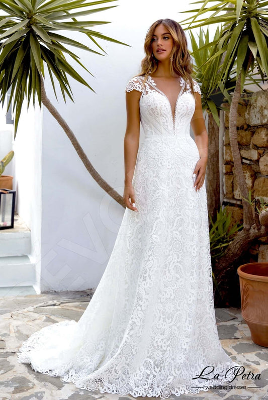 Adalinda A-line Illusion Milk Wedding dress