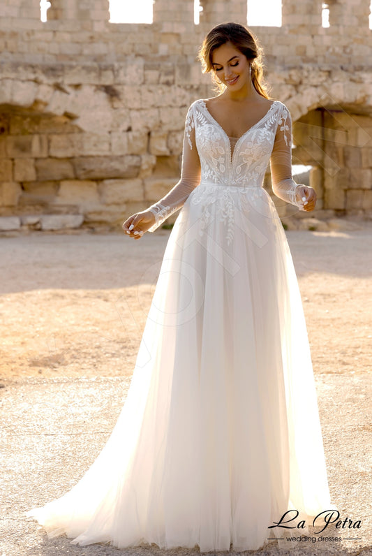 Pippa A-line V-neck Milk Wedding dress