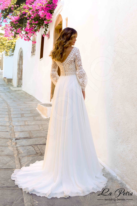 Teresie A-line V-neck Milk Nude Wedding dress