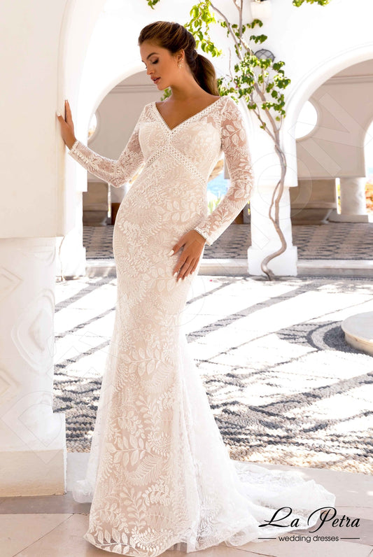 Zeri Trumpet/Mermaid V-neck Milk Wedding dress