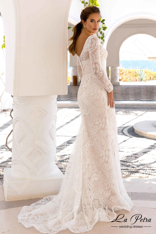 Zeri Trumpet/Mermaid V-neck Milk Wedding dress