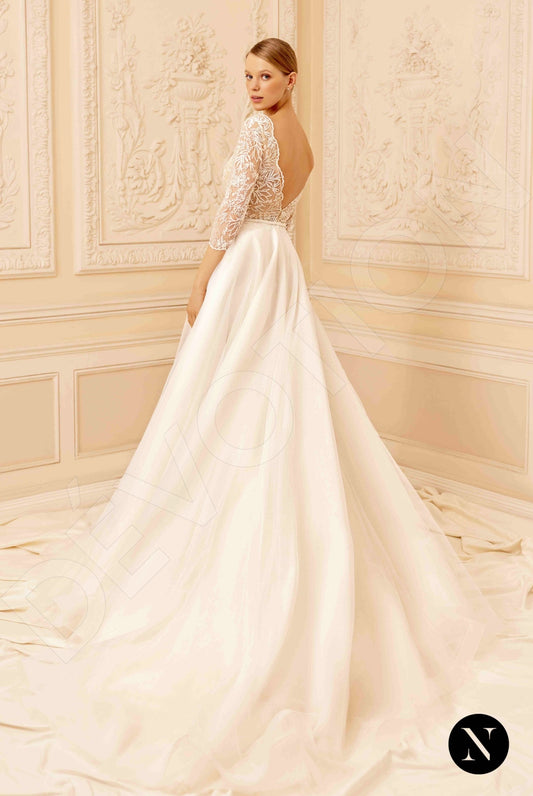 Candy A-line Deep V-neck Nude Wedding dress