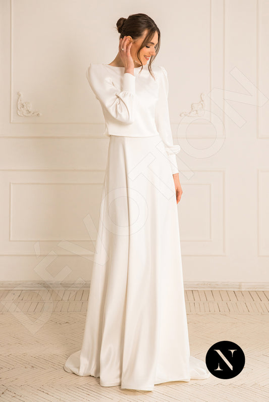 Gabanna Shine A-line Boat/Bateau Milk Wedding dress