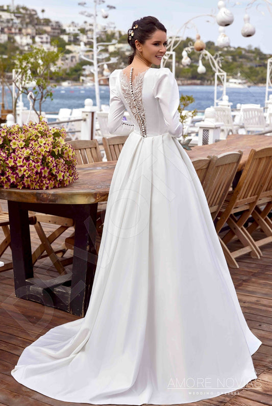 Dreama A-line Jewel Ivory Wedding dress