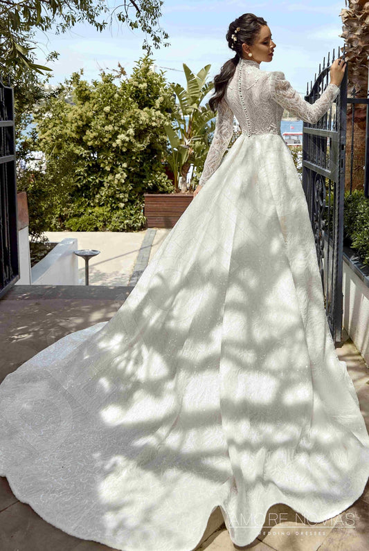 Carlinia A-line High neck Ivory Wedding dress
