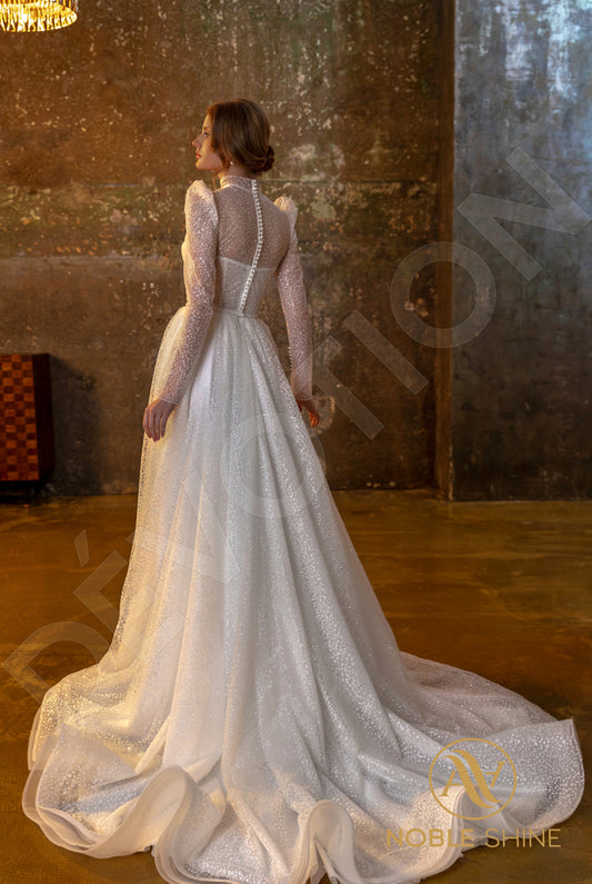 Agadrina A-line High neck Milk Wedding dress
