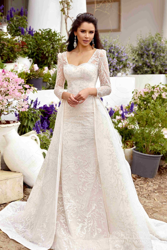 Carolin Trumpet/Mermaid Queen Anne Milk Nude Wedding dress