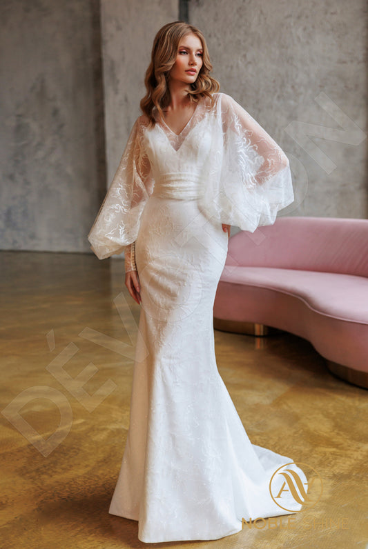 Biddi Trumpet/Mermaid V-neck Milk Wedding dress