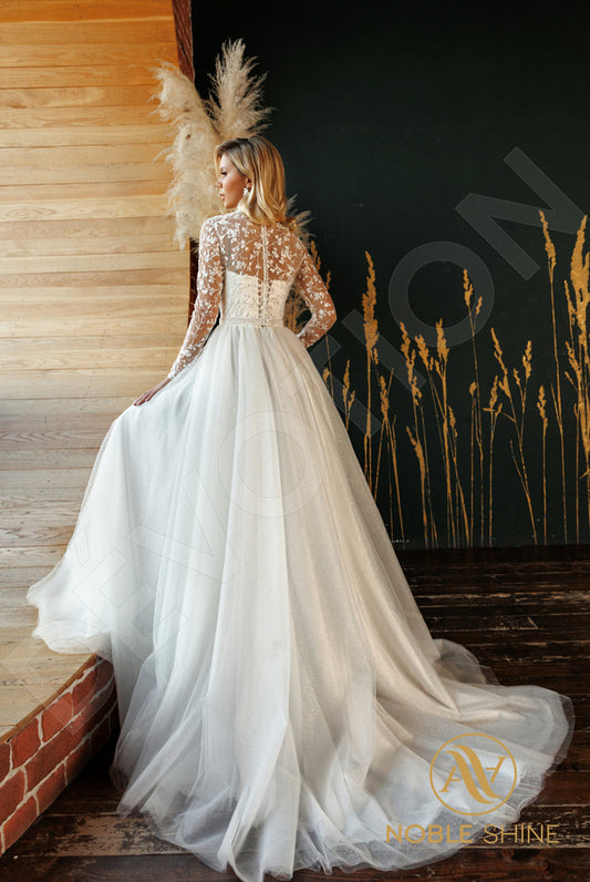 Orleyt A-line High neck Milk Wedding dress