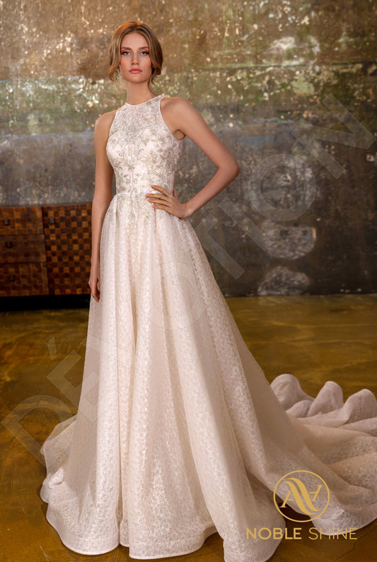 Ormonda A-line Jewel Pearl Silver Wedding dress