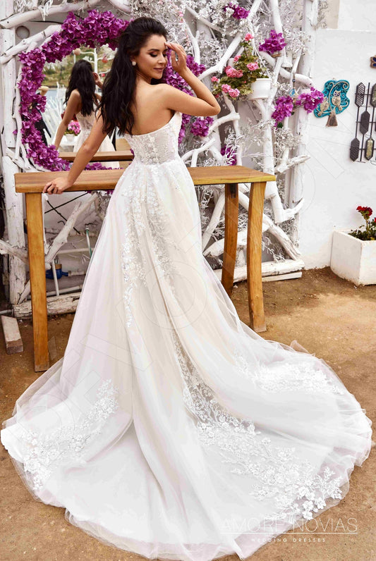 Casey A-line Deep V-neck Milk Blush Wedding dress