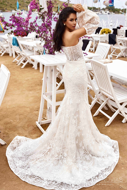 Kal Trumpet/Mermaid Sweetheart Milk Blush Wedding dress