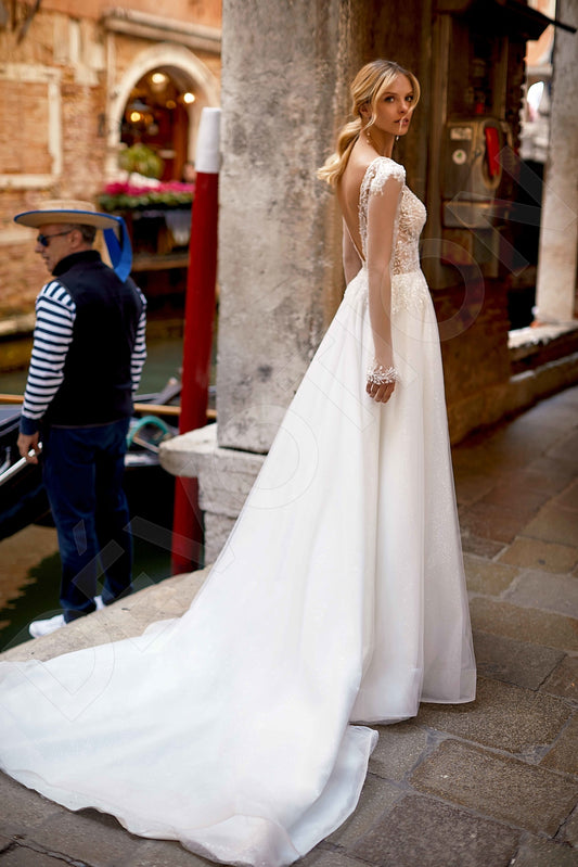 Marya A-line Jewel Ivory Wedding dress