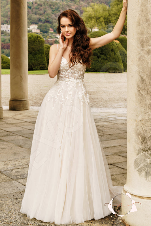 Brida A-line V-neck Milk Wedding dress