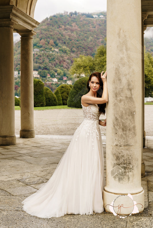 Brida A-line V-neck Milk Wedding dress
