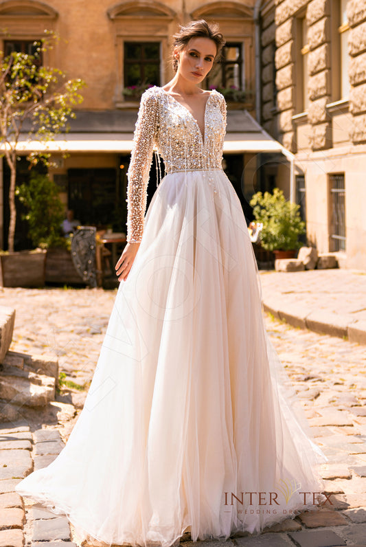 Derbhey A-line Illusion Milk Nude Wedding dress