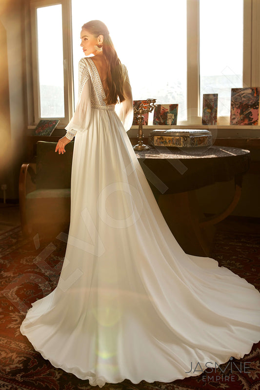 Shelly A-line V-neck Milk Wedding dress