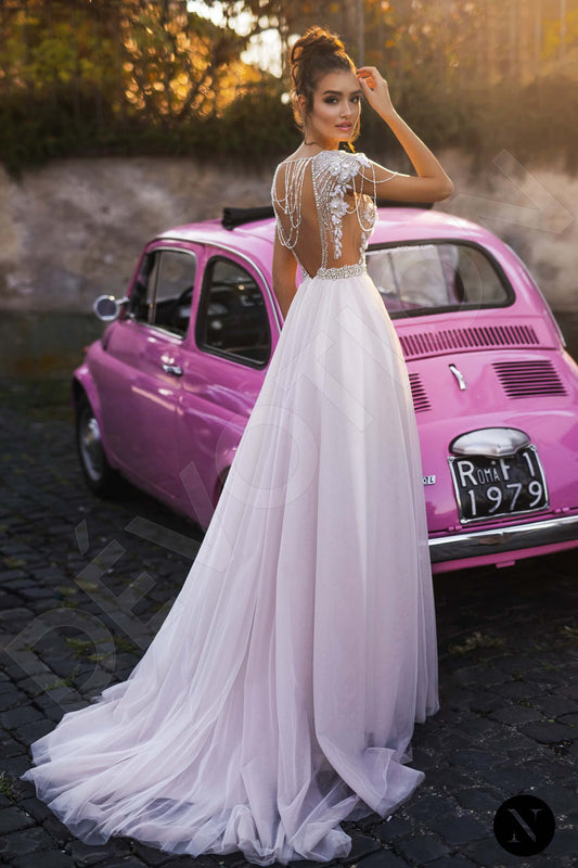 Moonflower A-line Illusion Grayviolet Milk Wedding dress