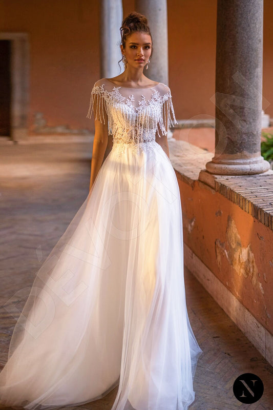 Dianora A-line Boat/Bateau Milk Wedding dress
