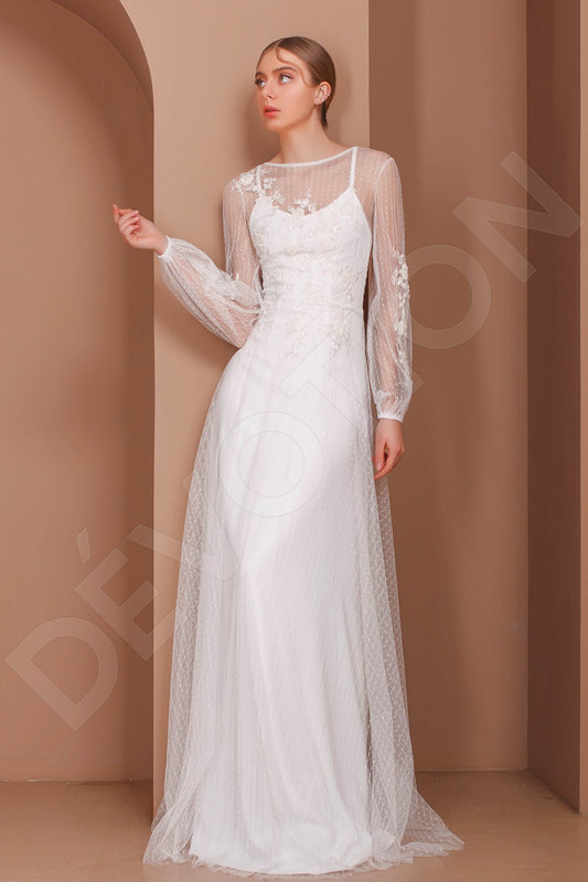 Mariania Two in one Boat/Bateau Milk Wedding dress