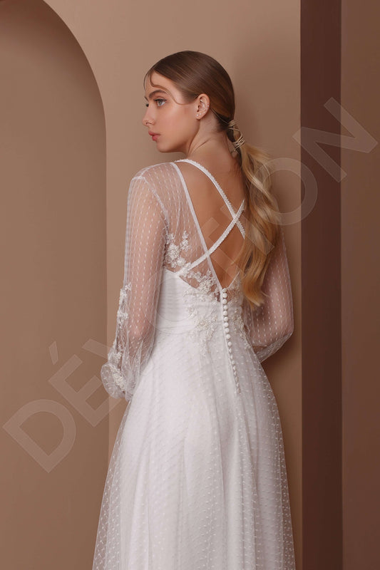 Mariania Two in one Boat/Bateau Milk Wedding dress