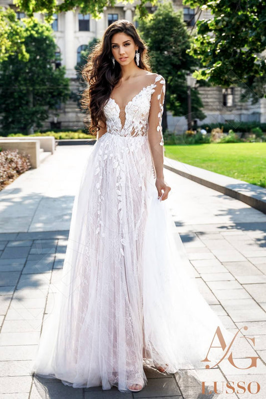 Aegla A-line Illusion Ivory Carne Wedding dress