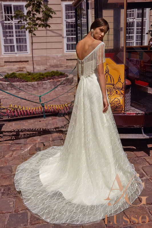Edda A-line Illusion Milk Cream Wedding dress