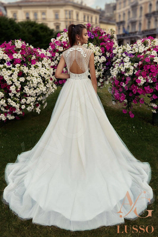 Florentina A-line High neck Cream Wedding dress