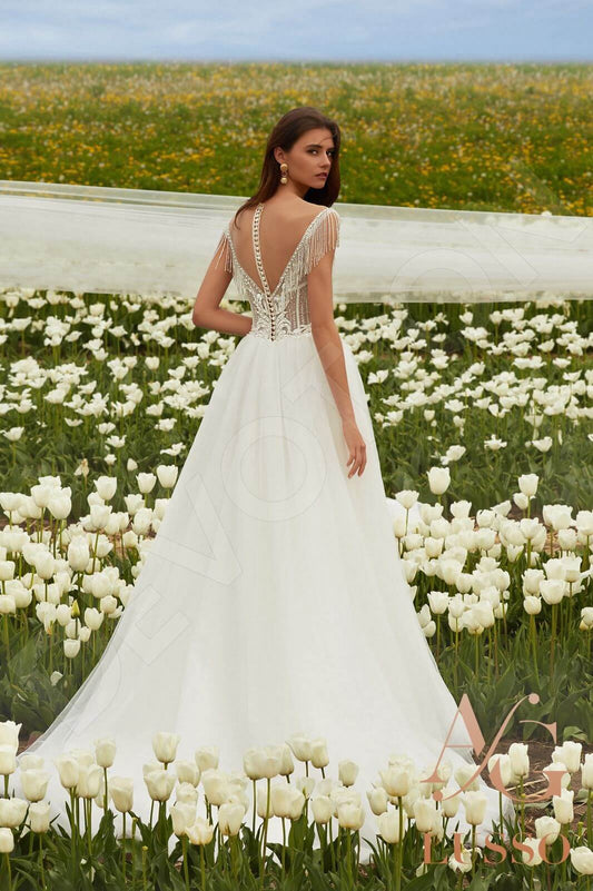 Meleka A-line Illusion Milk Wedding dress