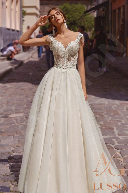 Orsala A-line Illusion Milk Wedding dress