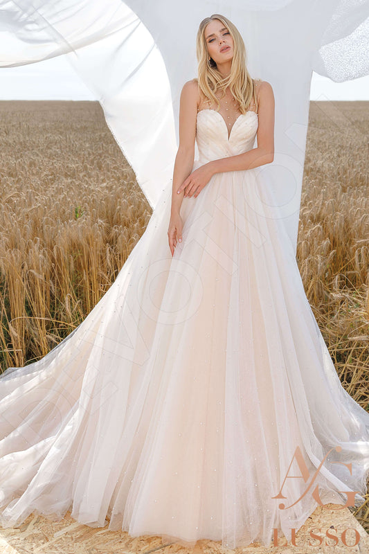 Brenditta A-line Illusion Ivory Carne Wedding dress