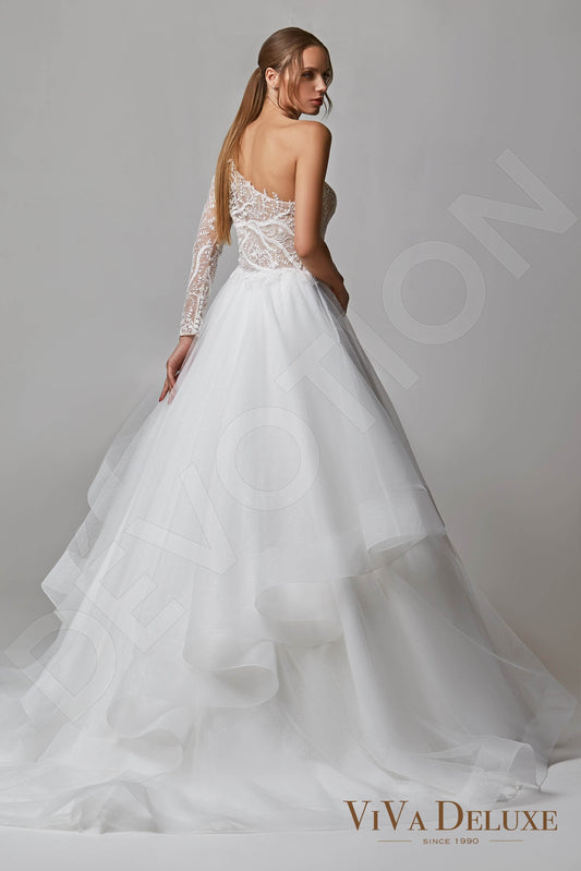 Nika A-line Asymmetric/One shoulder Ivory Wedding dress