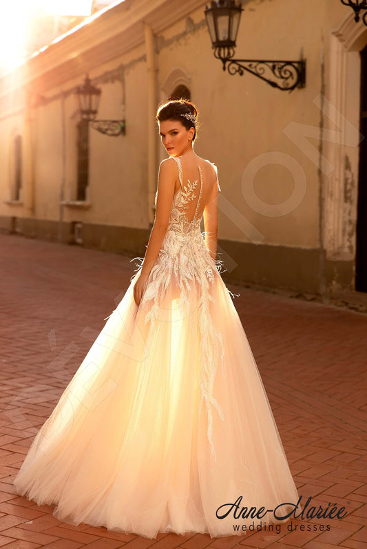 Letisia A-line Illusion Milk Nude Wedding dress