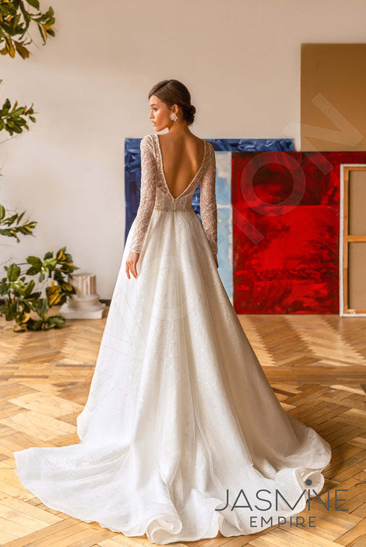 Ellie A-line Boat/Bateau Ivory Wedding dress