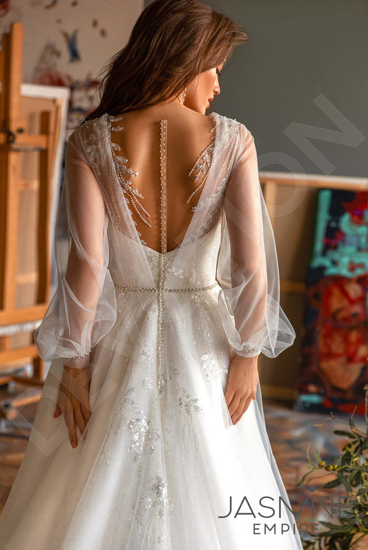 Frensis A-line Illusion Ivory Wedding dress