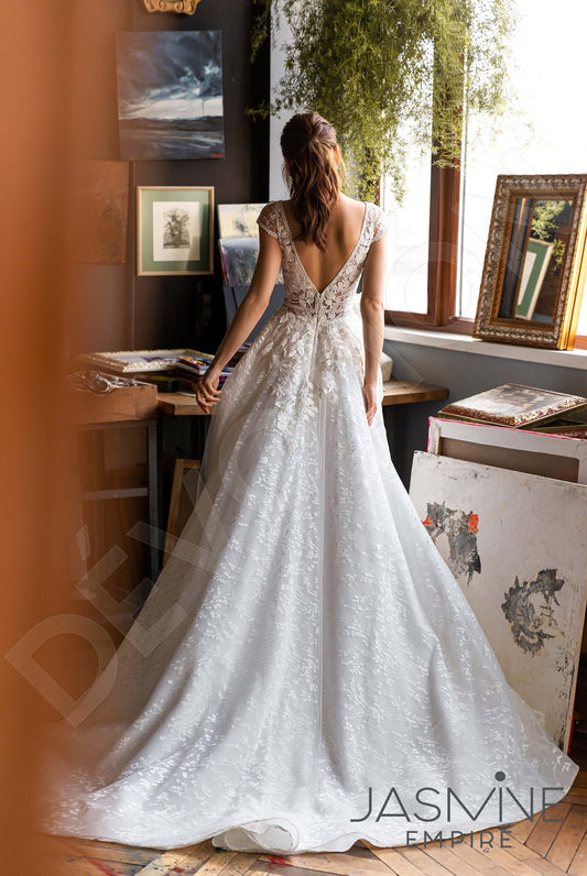 Payton A-line Deep V-neck Ivory Wedding dress