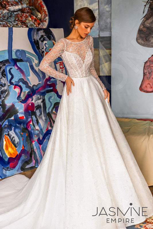 Ellie A-line Boat/Bateau Ivory Wedding dress