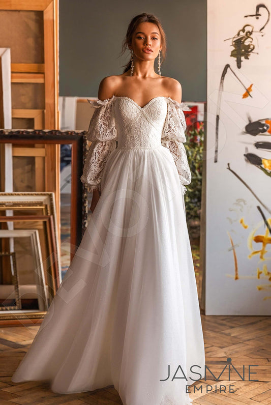 Hayden A-line Off-shoulder/Drop shoulders Ivory Wedding dress