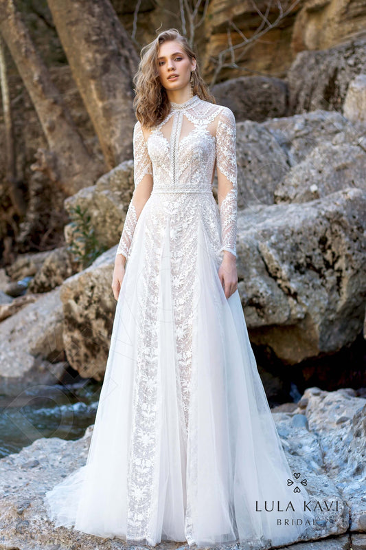 Enid A-line High neck Milk Cappuccino Wedding dress