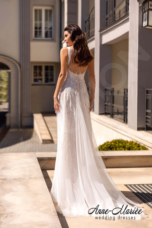 Elinor A-line Illusion Milk Peach Wedding dress