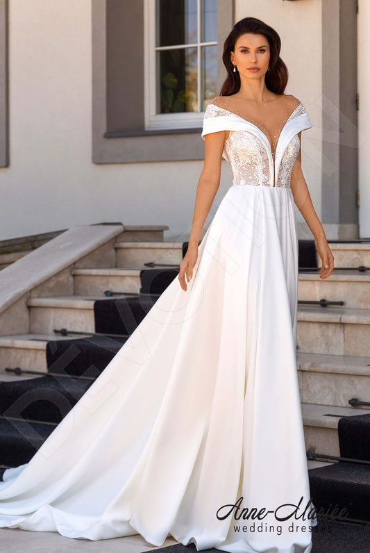 Ewet A-line Illusion Milk Wedding dress