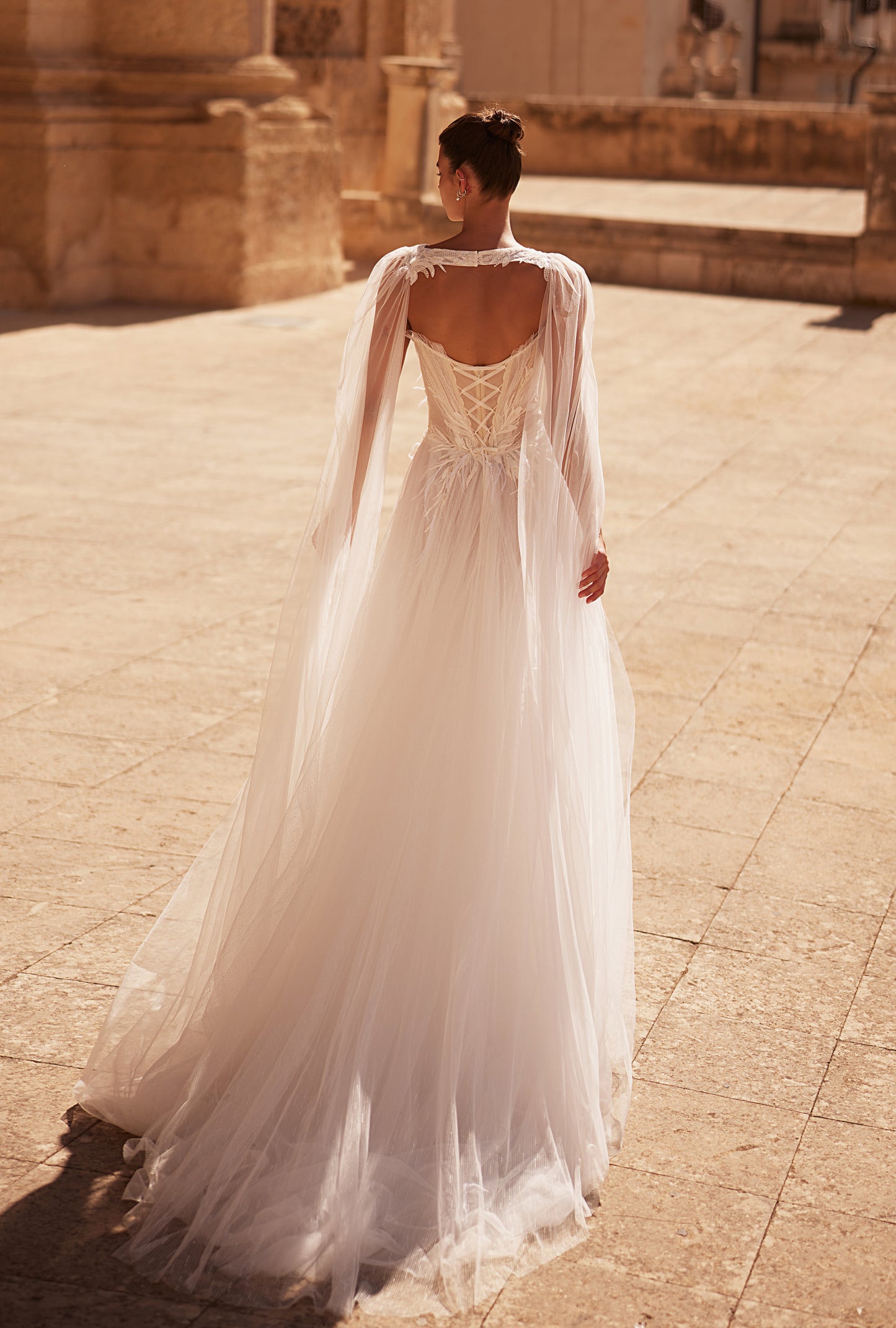 Sabrina A-line Straight across Milk Wedding dress