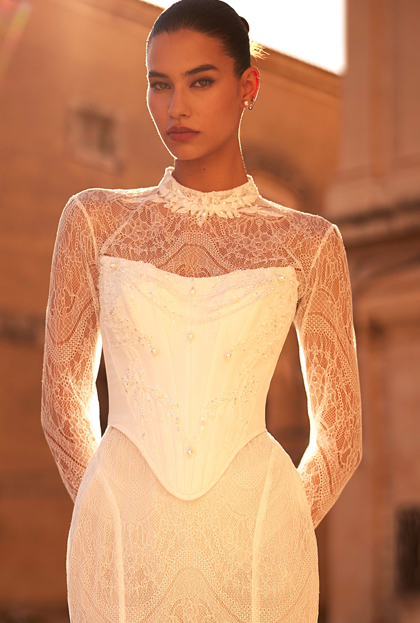 Jacline Mermaid Two in one High neck Milk Wedding dress