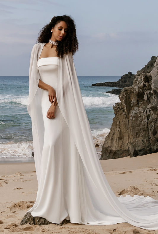 Dora Trumpet/Mermaid Straight across Milk Wedding dress