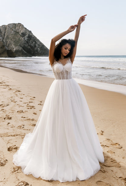 Bety A-line Illusion Milk Wedding dress