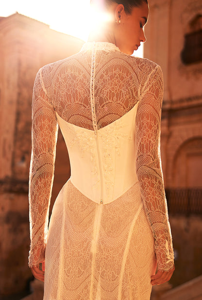 Jacline Mermaid Two in one High neck Milk Wedding dress