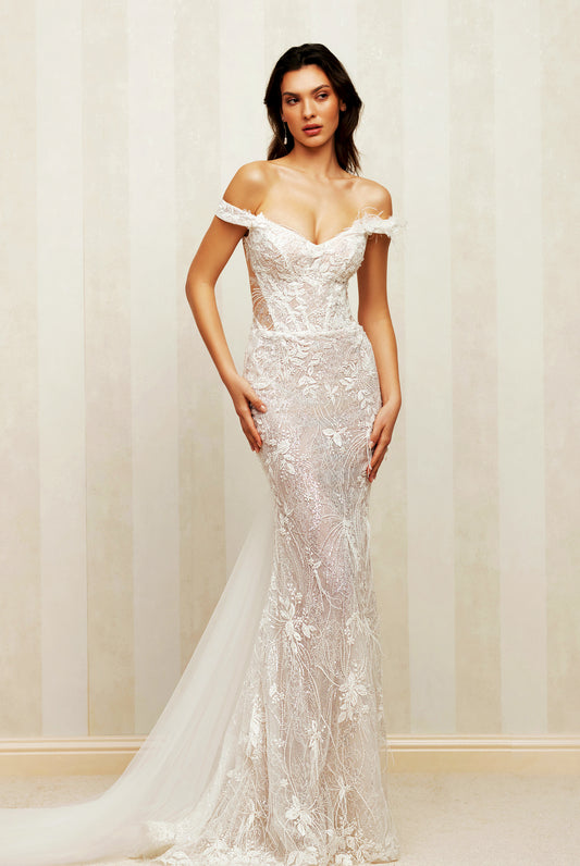 Elisa Trumpet/Mermaid Sweetheart Milk Wedding dress