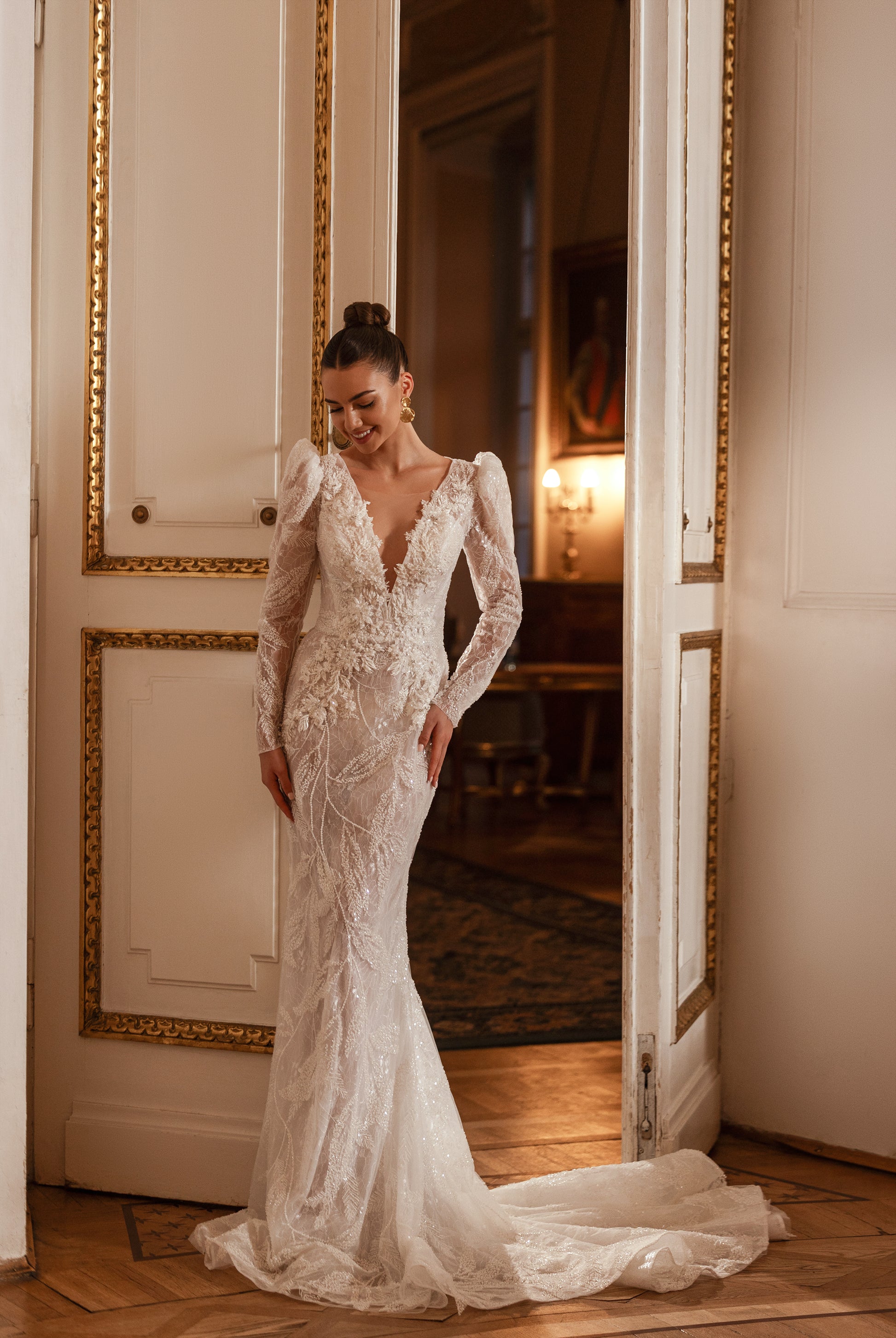 Banzhamin Trumpet/Mermaid Illusion Milk Wedding dress